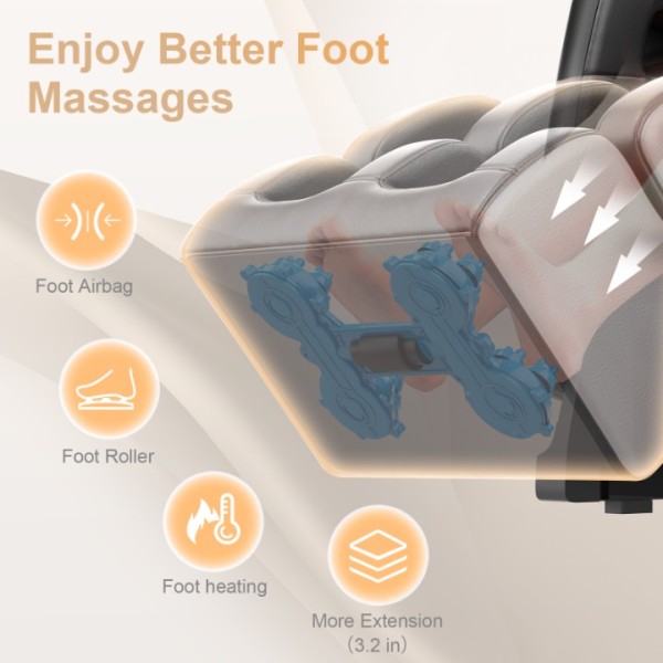 2025 Massage Chair Full Body, Zero Gravity Massage Chair with 10 Fix Rollers, Heating, Foot Massage, Auto Modes, Bluetooth Speaker, Touch Screen Controller (Black)